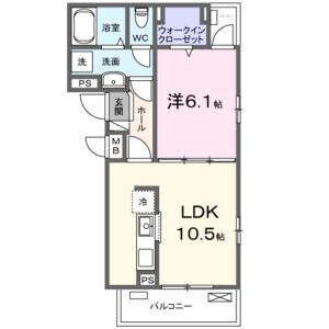 1LDK 間取り図