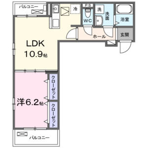 1LDK 間取り図