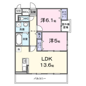 2LDK 間取り図