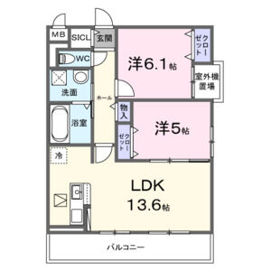 2LDK 間取り図