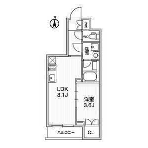 1DK 間取り図