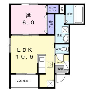 1LDK 間取り図