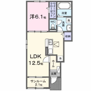 1LDK 間取り図