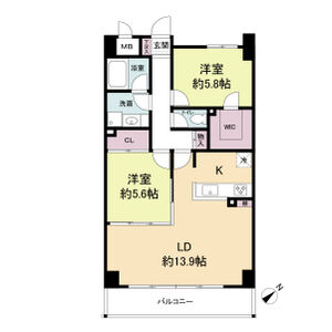 2LDK 間取り図