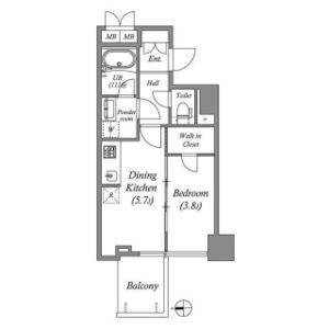 1DK 間取り図