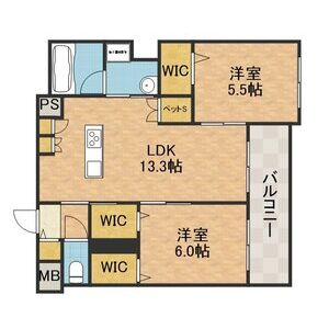 2LDK 間取り図
