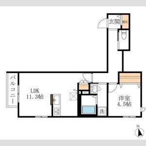 1LDK 間取り図