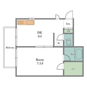 1DK 間取り図