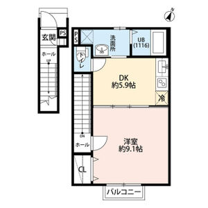 1DK 間取り図