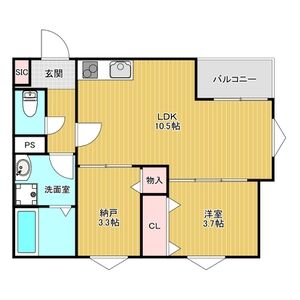 1LDK 間取り図