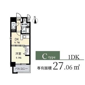1DK 間取り図