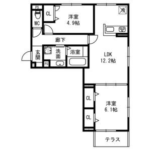 2LDK 間取り図