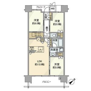 3LDK 間取り図
