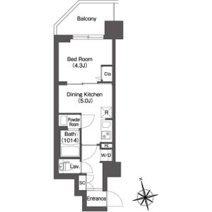 1DK 間取り図