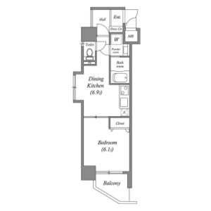 1DK 間取り図