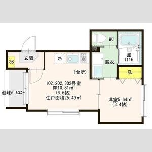 1DK 間取り図