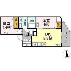 1DK 間取り図