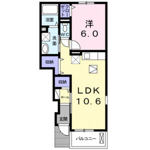 1LDK 間取り図