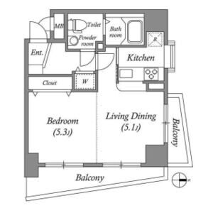 1DK 間取り図