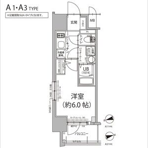 1K 間取り図