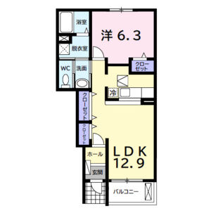 1LDK 間取り図