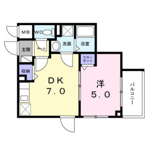 1DK 間取り図