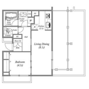 1LDK 間取り図