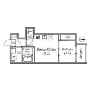 1DK 間取り図