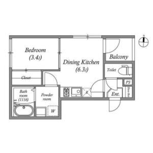 1DK 間取り図