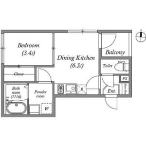 1DK 間取り図