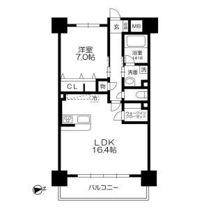 1LDK 間取り図