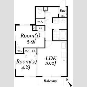 2LDK 間取り図