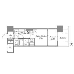 1DK 間取り図