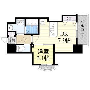 1DK 間取り図