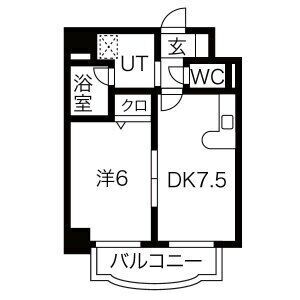 1DK 間取り図