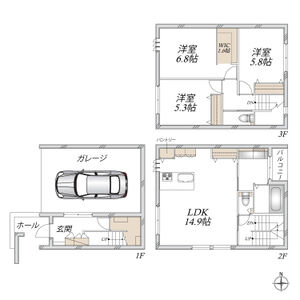 3LDK 間取り図