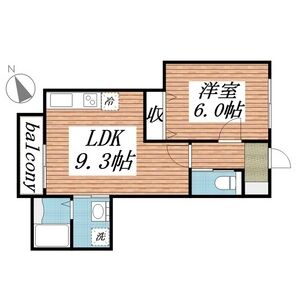 1LDK 間取り図
