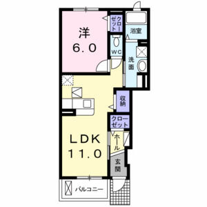 1LDK 間取り図