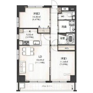 1K 間取り図