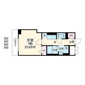 1K 間取り図