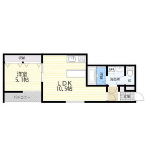 1LDK 間取り図