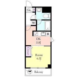 1DK 間取り図