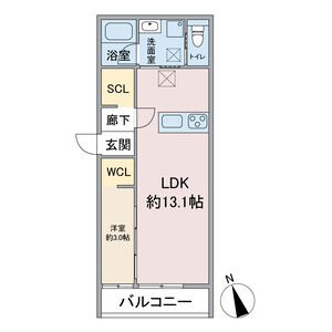 1LDK 間取り図