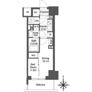 1DK 間取り図
