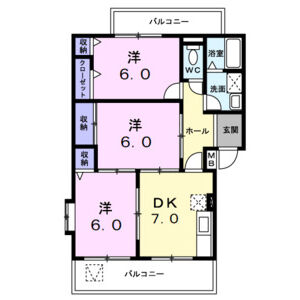 3DK 間取り図