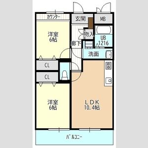2LDK 間取り図