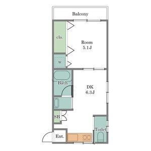 1DK 間取り図