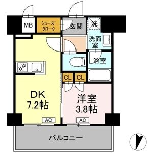1DK 間取り図