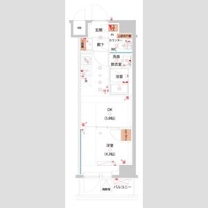 1DK 間取り図