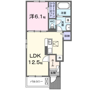 1LDK 間取り図